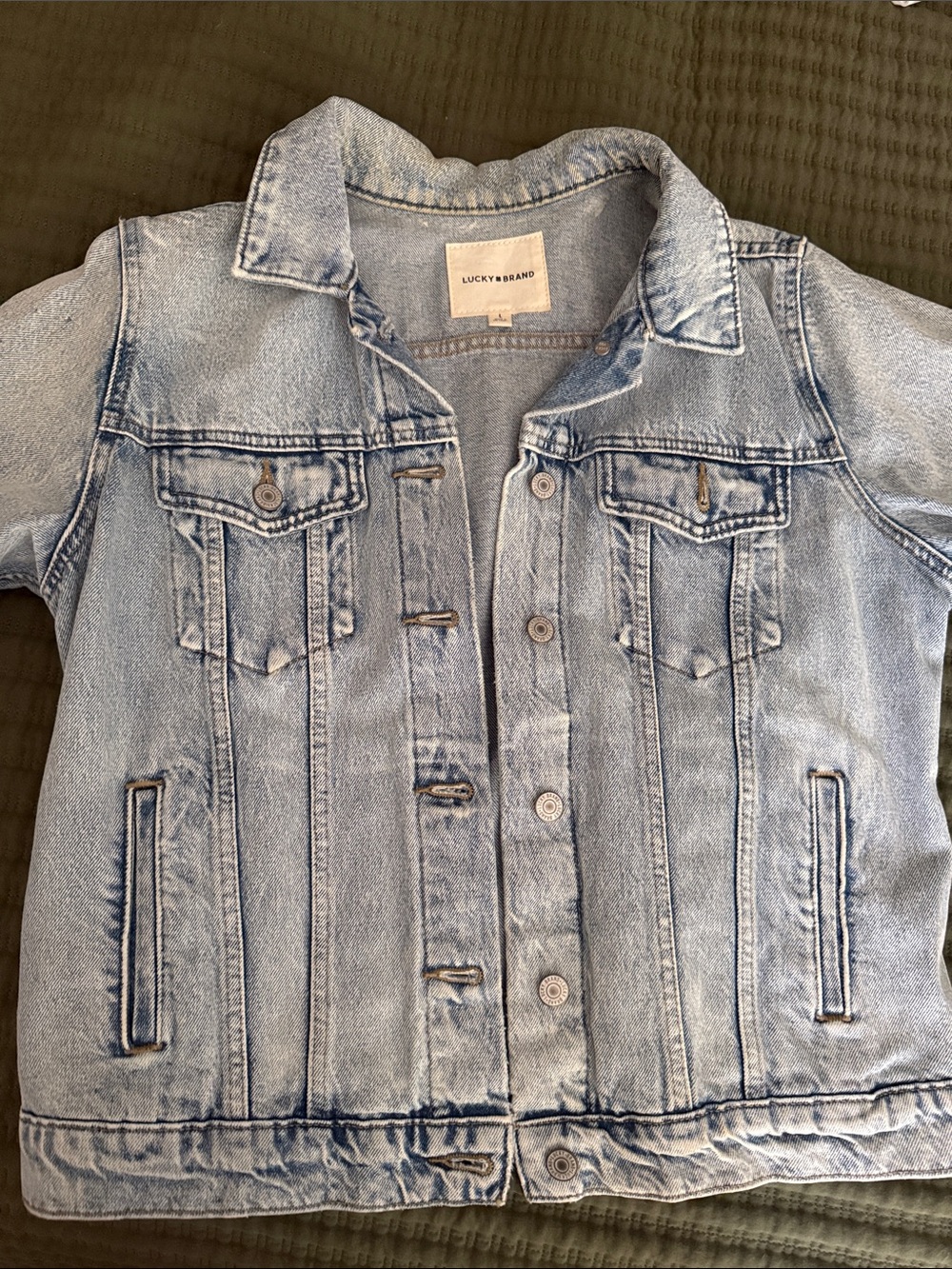 Lucky Brand Distressed Light Blue Denim Jacket